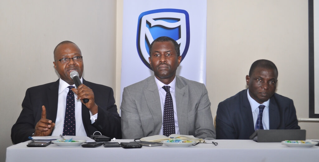 L-R: Chief Executive Officer, Stanbic IBTC Pension Managers Limited, Mr. Eric Fajemisin; Executive Director, Investments, Mr. Dele Sotubo; Executive Director, Operations, Mr. Steve Elusope; all of Stanbic IBTC Pension Managers Ltd at a media interactive session organized by the company in Lagos on Thursday December 1, 2016