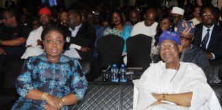 L-R: Minister of Finance, Mrs Kemi Adeosun, who represented the Acting President, Prof. Yemi Osinbajo, and the host Minister of Information and Culture, Alhaji Lai Mohammed, at the opening of the two-day Creative Industry Financing Conference in Lagos on Monday.
