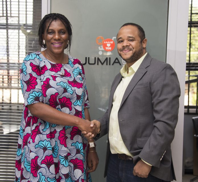 Sam Onyemelukwe, MD of Trace TV (r) with Juliet Anammah, CEO of Jumia