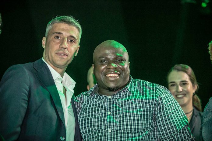 Argentine football legend, Hernan Crespo with Comedian, Gbenga Adeyinka Argentine football legend, Hernan Crespo with Comedian, Gbenga Adeyinka