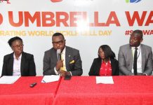 Fidelity Bank Collaborates With NGOs Ahead Of 2018 World Sickle Cell Day L-R: Head, Human Resource Recruitment/ CSR & Sustainability, Fidelity Bank Plc. Chris Nnakwe; Chairperson, Coalition of Sickle cell NGOs Toyin Adesola; Product Manager, Electronic Banking ,Fidelity Bank Plc. Daniel Azike; Executive Director, Genotype Foundation, Doris Gbemiloye; Trustee, Crimson bow Sickle Cell foundation, Abimbola Edwin during a press briefing to sensitize the public on the forthcoming Sickle Cell Day Walk For Hope at Sickle Cell Foundation, Nigeria Idi Araba Lagos state on Thursday.