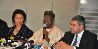 R-L: The Secretary-General of the United Nations World Tourism Organisation (UNWTO), Zurab Pololikashvili, with Lai Mohammed, Minister of Information and Culture