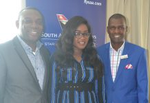 L:R Ohis Ehimiaghe, Regional Manager, North West & Central Africa; Kemi Leke-Bamtefa, National Sales Manager; both of South African Airways and Wellington Mpofu, RadissonBlu Anchorage Hotel Lagos Director of Sales during the partnership event between SAA and RadissonBlu in Lagos.