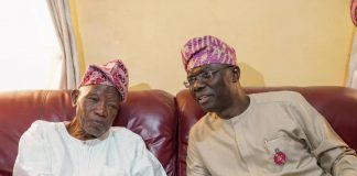 Alhaji Jakande (left) and Sanwo-Olu during the meeting yesterday