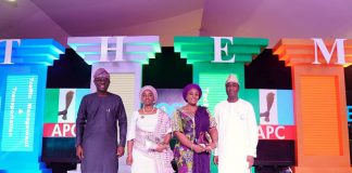 L-R.Mr. Babajide Sanwo-Olu, APC governorship candidate, his wife, Dr. Ibijoke Sanwo-Olu, Mrs. Oluremi Hamzat and her husband, Dr. Obafemi Hamzat