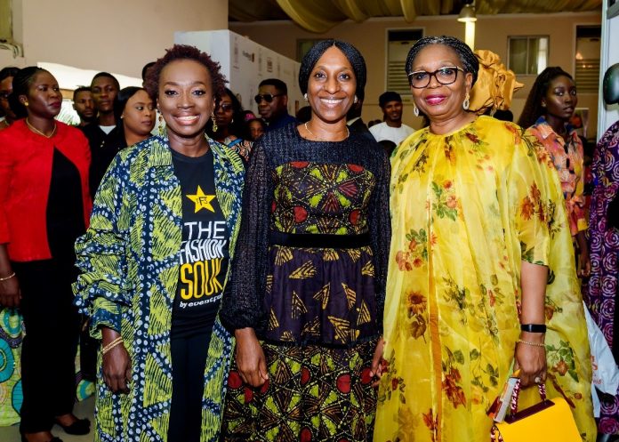 Zaccheaus, Osinbajo and Awosika L – R: Mrs. Yewande Zaccheaus, Chief Executive Officer, Eventful Nigeria Limited and convener of the Fashion Souk; Her Excellency Mrs. Dolapo Osinbajo, Wife of the Vice President, Federal Republic of Nigeria and Mrs. Ibukun Awosika, Chairman, First Bank of Nigeria Limited at the Fashion Souk, recently held in Lagos.