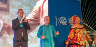 L-R: Consul General of The Kingdom of The Netherlands in Lagos, Jan Can Weijen; Michel Colleau, General Manager Air France KLM Nigeria and Ghana and Nollywood actress and MC of the event, Dakore Egbuson-Akande