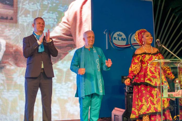 L-R: Consul General of The Kingdom of The Netherlands in Lagos, Jan Can Weijen; Michel Colleau, General Manager Air France KLM Nigeria and Ghana and Nollywood actress and MC of the event, Dakore Egbuson-Akande